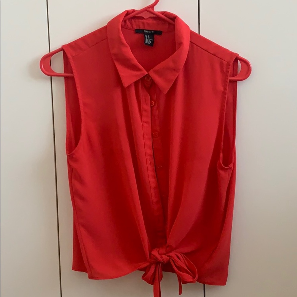 Sleeveless Tie Blouse